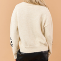 Cream Halloween Embroidered Button Down Cardigan