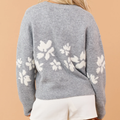 Heather Grey Floral Jacquard Button Down Cardigan